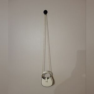 NWOT Nanette Lepore Mini Bag With Long Gold Chain Pebbled White